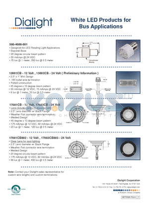 13001CB datasheet - White LED Products for Bus Applications