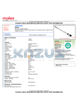 1300270055 datasheet - DeviceNet Cable Plus Drain, Single Ended Micro-Change Cordsets, Straight Female, Length 2.0m (6.56)