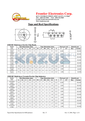 201209 datasheet - Tape and Reel Specifications