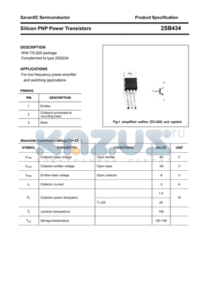 2SB434 datasheet - Silicon PNP Power Transistors