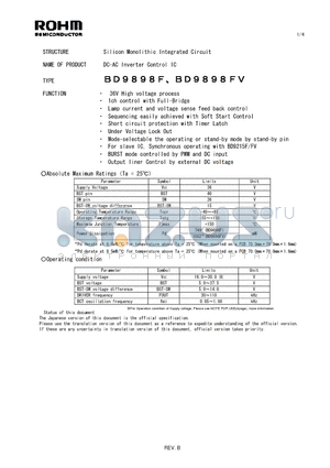 BD9898FV datasheet - Silicon Monolithic Integrated Circuit