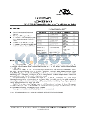 AZ10/100EP16VSL datasheet - ECL/PECL Differential Receiver with Variable Output Swing