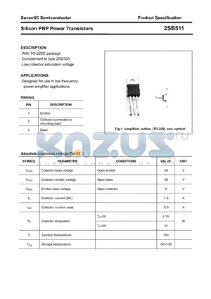 2SB511 datasheet - Silicon PNP Power Transistors