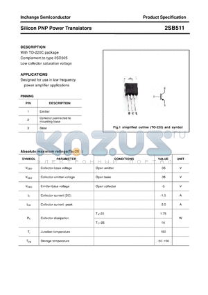 2SB511 datasheet - Silicon PNP Power Transistors