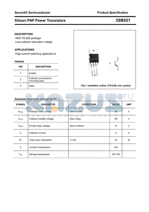 2SB521 datasheet - Silicon PNP Power Transistors
