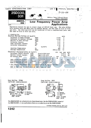 2SB515 datasheet - Low Frequency Power Amp Applications