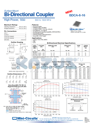 BDCA-6-16 datasheet - Surface Mount Bi-Directional Coupler