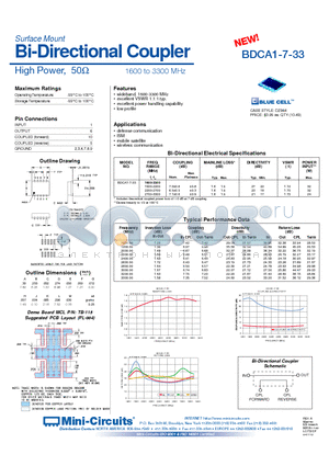 BDCA1-7-33MEMM datasheet - Bi-Directional Coupler