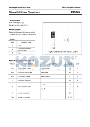 2SB548 datasheet - Silicon PNP Power Transistors