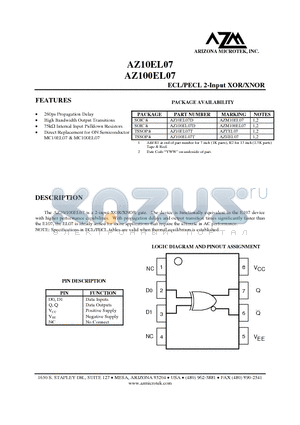 AZ100EL07 datasheet - ECL/PECL 2-Input XOR/XNOR