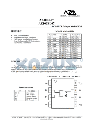 AZ100EL07D datasheet - ECL/PECL 2-Input XOR/XNOR
