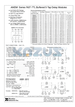 AMDM-11G datasheet - AMDM Series FAST / TTL Buffered 5-Tap Delay Modules
