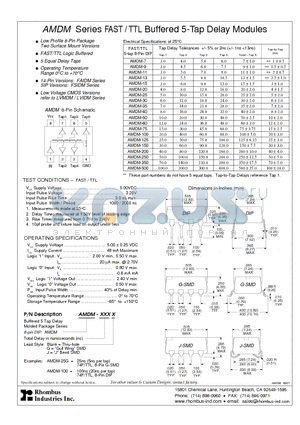 AMDM-150 datasheet - AMDM Series FAST / TTL Buffered 5-Tap Delay Modules