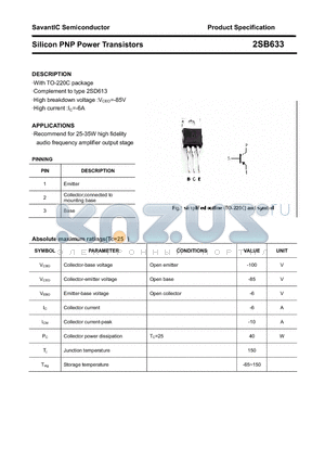 2SB633 datasheet - Silicon PNP Power Transistors