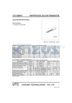 2SB647 datasheet - SILICON PNP EPITAXIAL