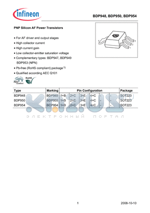 BDP954 datasheet - PNP Silicon AF Power Transistors
