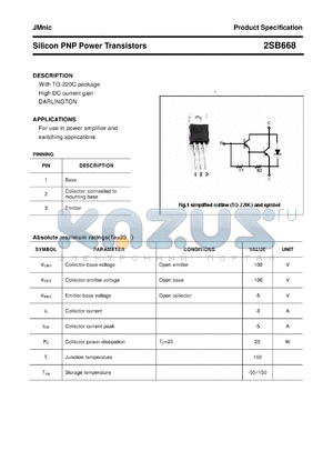 2SB668 datasheet - Silicon PNP Power Transistors