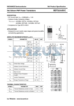 BDT32A datasheet - isc Silicon PNP Power Transistors
