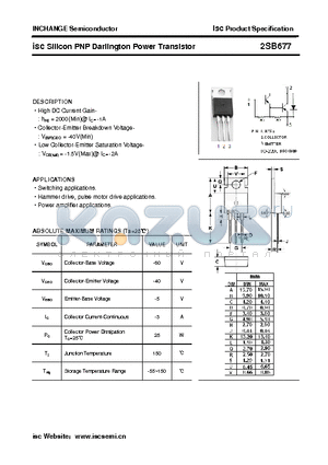 2SB677 datasheet - isc Silicon PNP Darlington Power Transistor