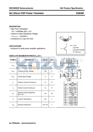 2SB680 datasheet - isc Silicon PNP Power Transistor