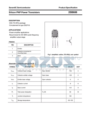 2SB688 datasheet - Silicon PNP Power Transistors