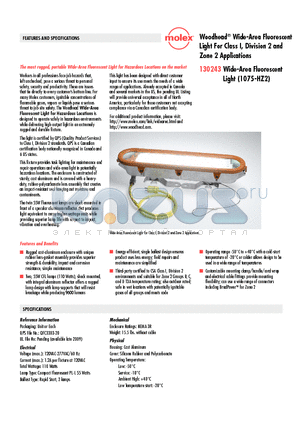 1302430003 datasheet - Woodhead^ Wide-Area Fluorescent Light For Class I, Division 2 and Zone 2 Applications