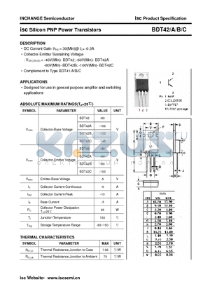 BDT42A datasheet - isc Silicon PNP Power Transistors