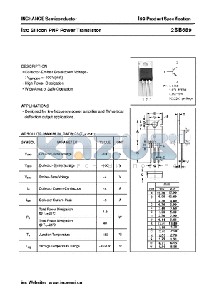 2SB689 datasheet - isc Silicon PNP Power Transistor