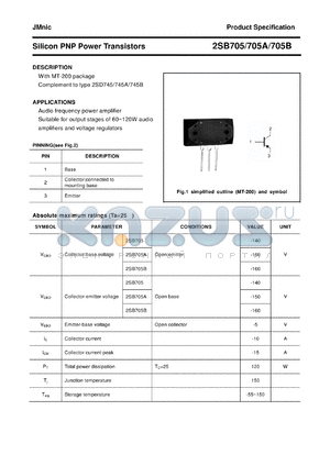 2SB705A datasheet - Silicon PNP Power Transistors