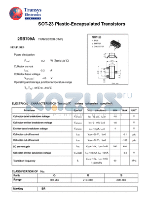 2SB709A datasheet - Plastic-Encapsulated Transistors