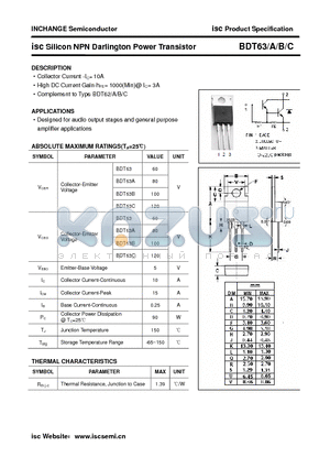 BDT63B datasheet - isc Silicon NPN Darlington Power Transistor