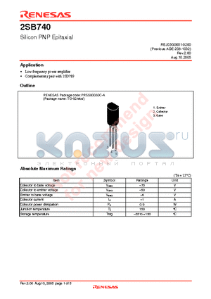 2SB740 datasheet - Silicon PNP Epitaxial