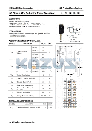 BDT65CF datasheet - isc Silicon NPN Darlington Power Transistor
