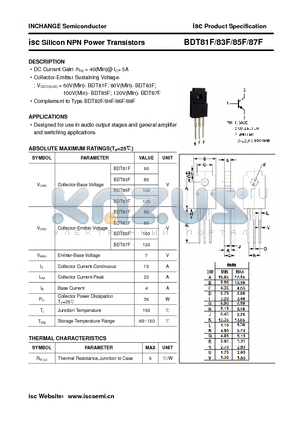 BDT81F datasheet - isc Silicon NPN Power Transistors