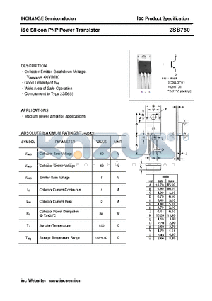 2SB760 datasheet - isc Silicon PNP Power Transistor