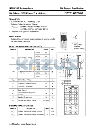 BDT83 datasheet - isc Silicon NPN Power Transistors