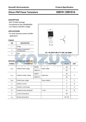 2SB761 datasheet - Silicon PNP Power Transistors