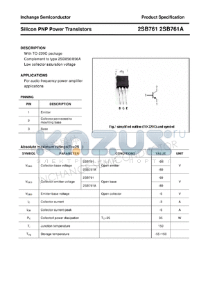 2SB761 datasheet - Silicon PNP Power Transistors