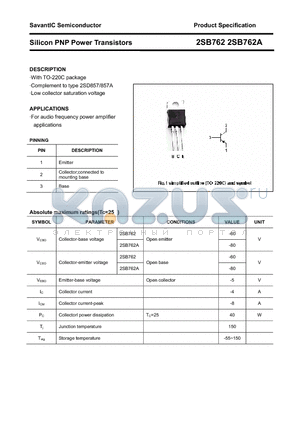 2SB762 datasheet - Silicon PNP Power Transistors