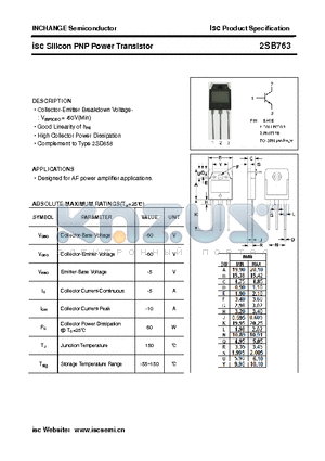 2SB763 datasheet - isc Silicon PNP Power Transistor