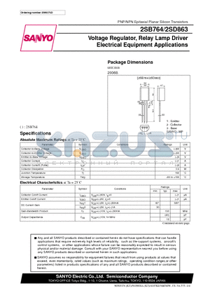 2SB764_03 datasheet - Voltage Regulator, Relay Lamp Driver Electrical Equipment Applications