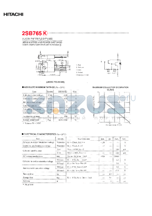 2SB765K datasheet - MEDIUM SPEED AND POWER SWITCHING  COMPLEMENTARY PAIR WITH 2SD864K