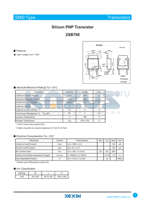 2SB768 datasheet - Silicon PNP Transistor