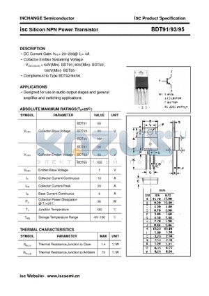 BDT95 datasheet - isc Silicon NPN Power Transistor