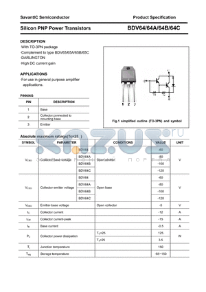 BDV64 datasheet - Silicon PNP Power Transistors