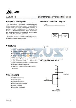 AME41AEHA datasheet - Shunt Bandgap Voltage Reference