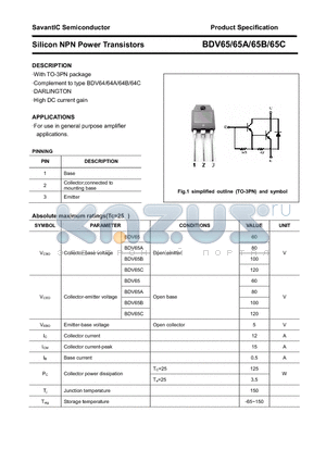 BDV65 datasheet - Silicon NPN Power Transistors
