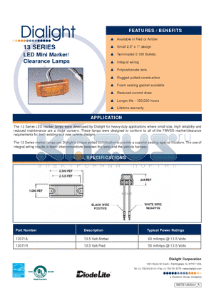 13071R datasheet - LED Mini Marker/ Clearance Lamps