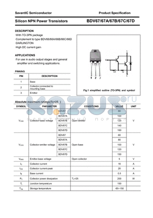 BDV67 datasheet - Silicon NPN Power Transistors