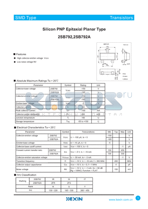 2SB792 datasheet - Silicon PNP Epitaxial Planar Type